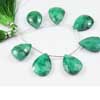 Natural Green Emerald Faceted Pear Drop Beads Strand Length 4.5 Inches and Size 20mm to 23mm approx.